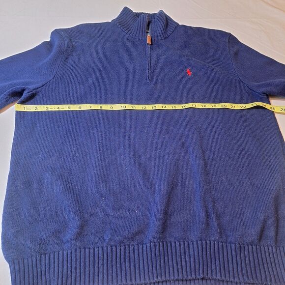 Polo Ralph Lauren Vintage Cobalt Blue Knit Quarter Zip Sweater Ivy Prep Size XL - Picture 3 of 9